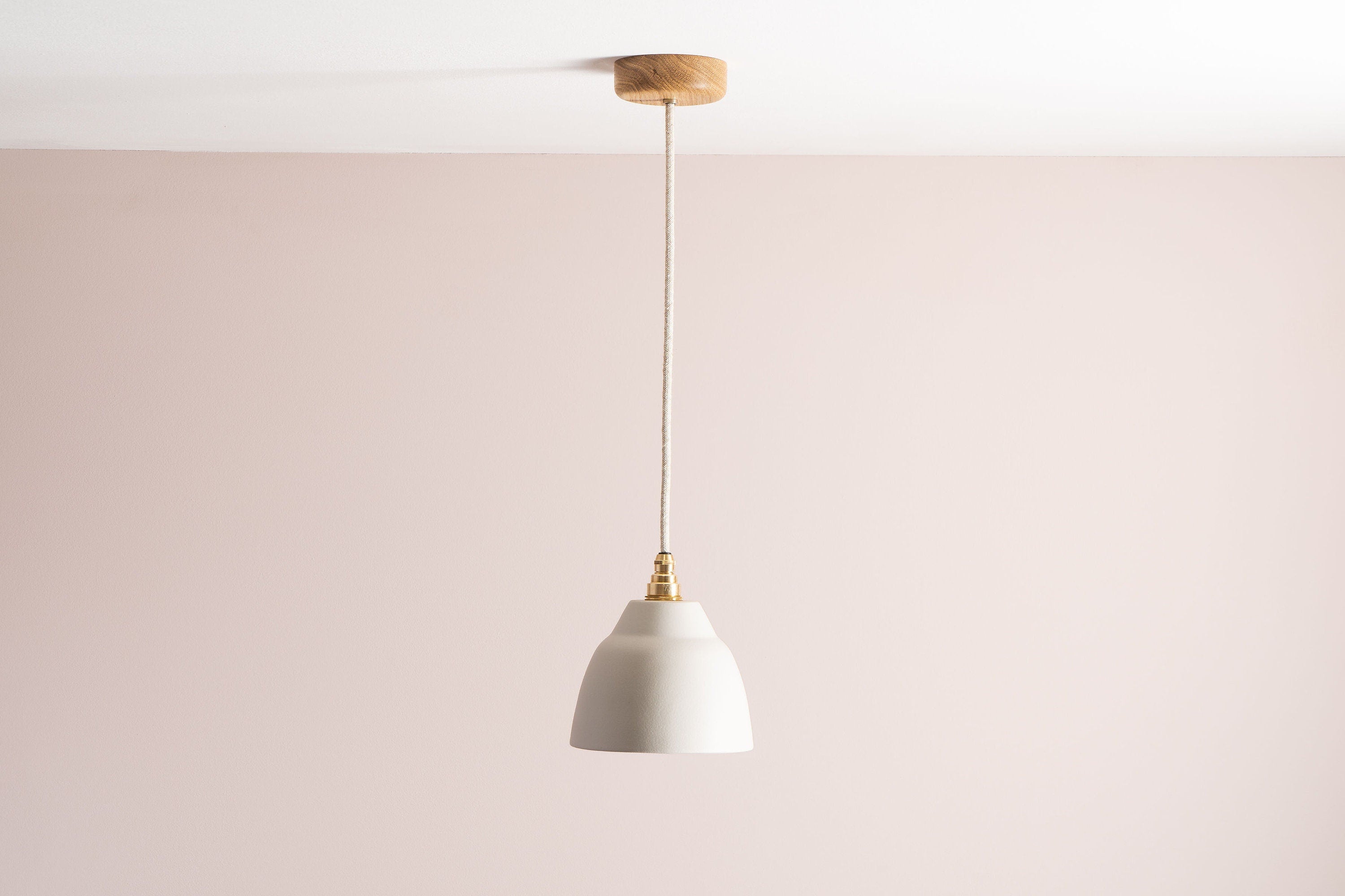 Small White Element Pendant Light in Ceramic and Brass/Nickel