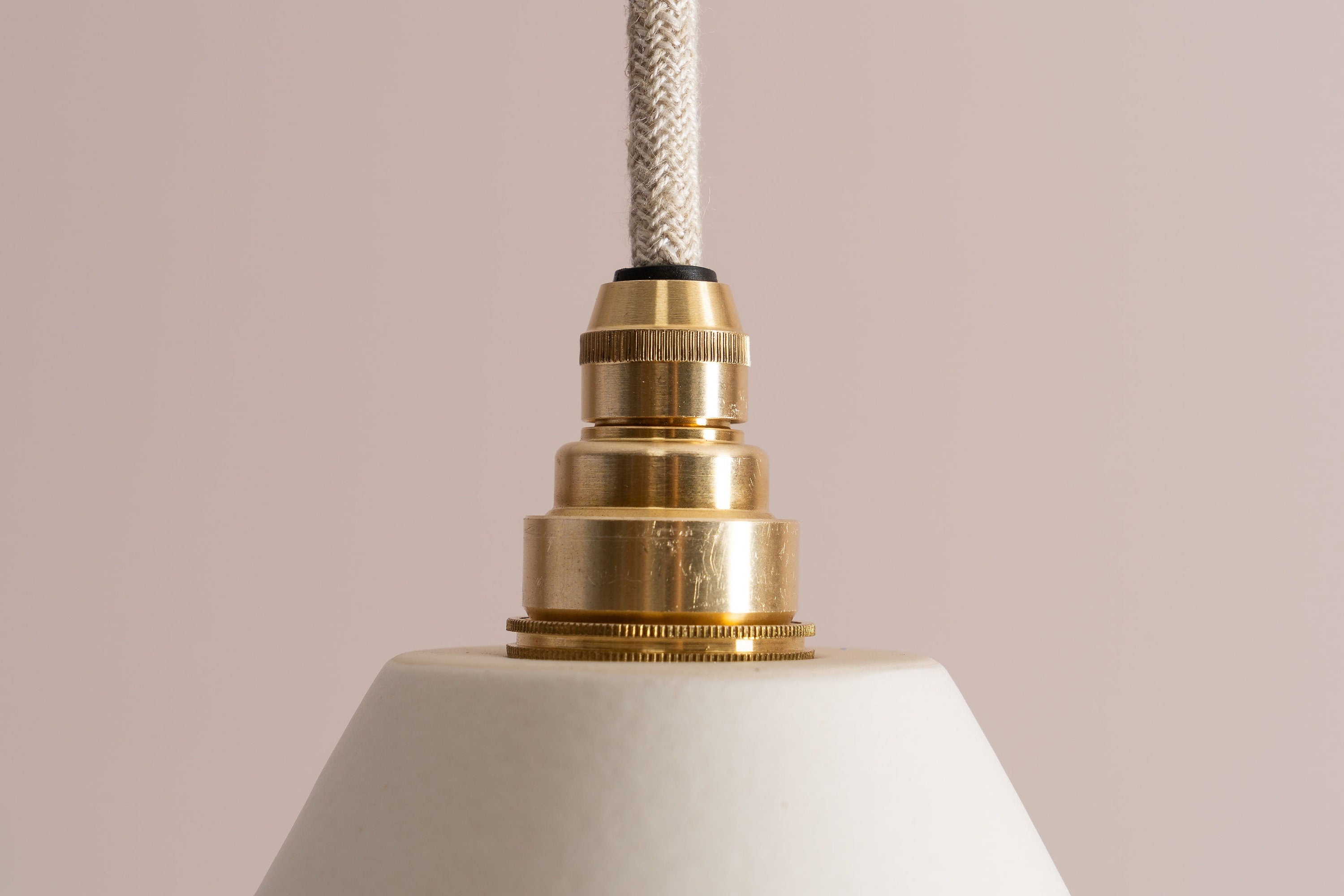 Small White Element Pendant Light in Ceramic and Brass/Nickel by StudioHaran