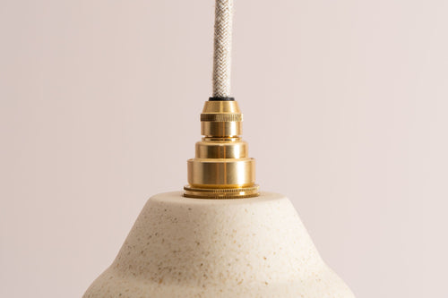 Small Speckled Cream Matt Element Pendant Light in Ceramic and Brass/Nickel by StudioHaran
