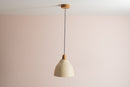 Speckled Cream Matt Element Pendant Light in Ceramic and Oak by StudioHaran
