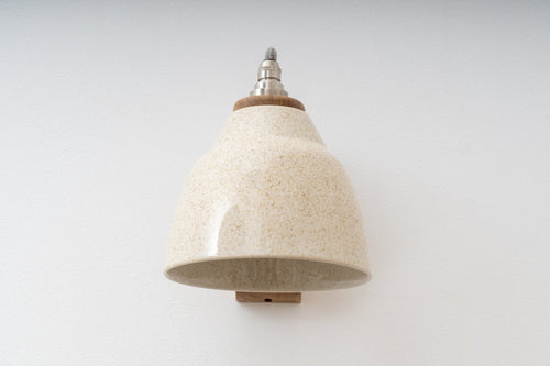 Speckled Cream Gloss Right-Angle Element Wall Light in Ceramic and Oak by StudioHaran