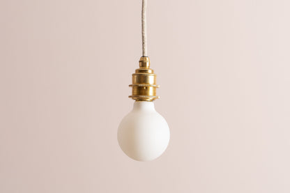 Brass/Nickel Pendant Light Fixture with Linen Cable and Oak Ceiling Rose by StudioHaran