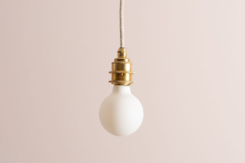 Brass/Nickel Pendant Light Fixture with Linen Cable and Oak Ceiling Rose by StudioHaran