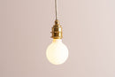 Brass/Nickel Pendant Light Fixture with Linen Cable and Oak Ceiling Rose by StudioHaran