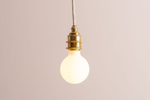 Brass/Nickel Pendant Light Fixture with Linen Cable and Oak Ceiling Rose by StudioHaran