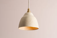 Small Speckled Cream Matt Element Pendant Light in Ceramic and Brass/Nickel