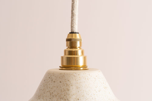 Small Speckled Cream Gloss Element Pendant Light in Ceramic and Brass/Nickel by StudioHaran