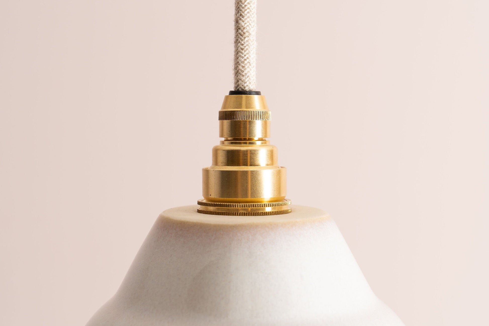 Small Blue and White Element Pendant Light in Ceramic and Brass by StudioHaran