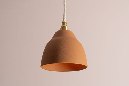 Small Terracotta Element Pendant Light in Ceramic and Brass/Nickel by StudioHaran