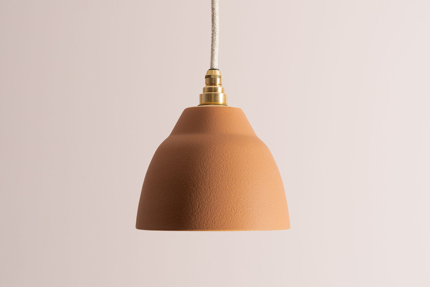 Small Terracotta Element Pendant Light in Ceramic and Brass/Nickel by StudioHaran