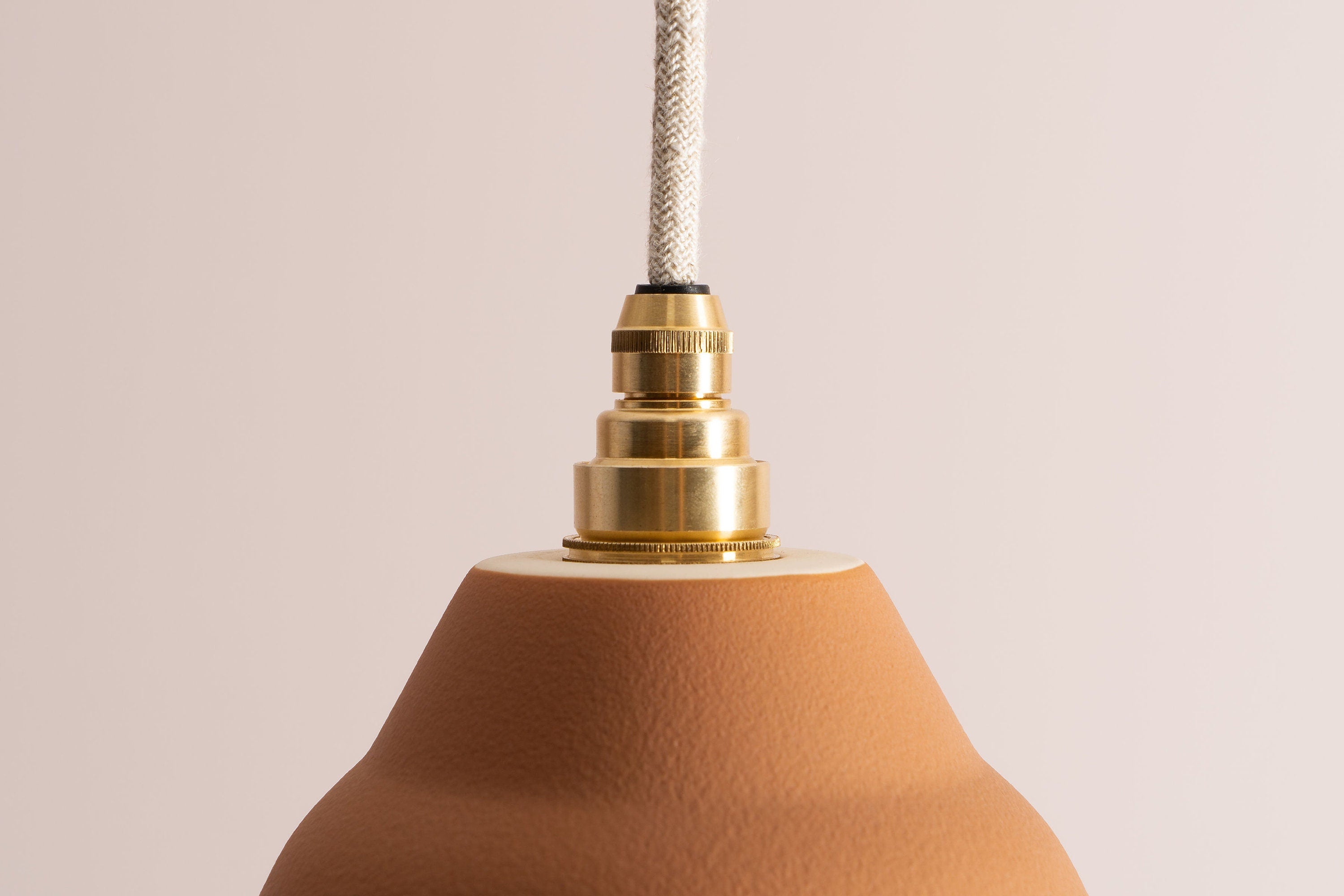 Small Terracotta Element Pendant Light in Ceramic and Brass/Nickel by StudioHaran
