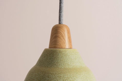 Small Green Element Light in Ceramic and Oak by StudioHaran