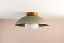Green Dawn Flush Mount Ceiling Light in Ceramic and Oak by StudioHaran