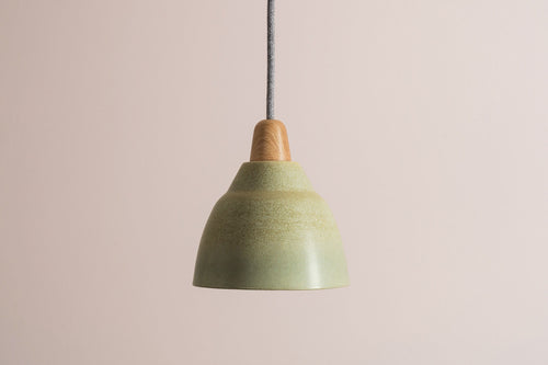 Small Green Element Light in Ceramic and Oak by StudioHaran