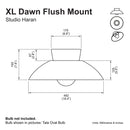 Blue XL Dawn Flush Mount Ceiling Light in Ceramic and Oak by StudioHaran