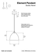 White Element Pendant Light in Ceramic and Brass/Nickel by StudioHaran