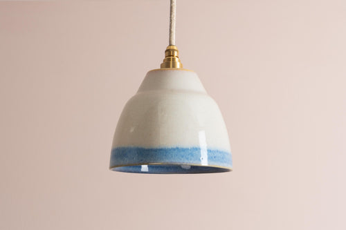 Small Blue and White Element Pendant Light in Ceramic and Brass/Nickel by StudioHaran