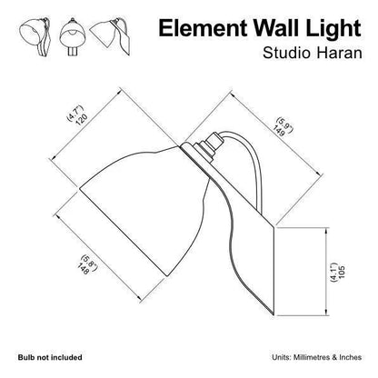 Speckled Cream Gloss Element Wall Light in Ceramic and Oak by StudioHaran