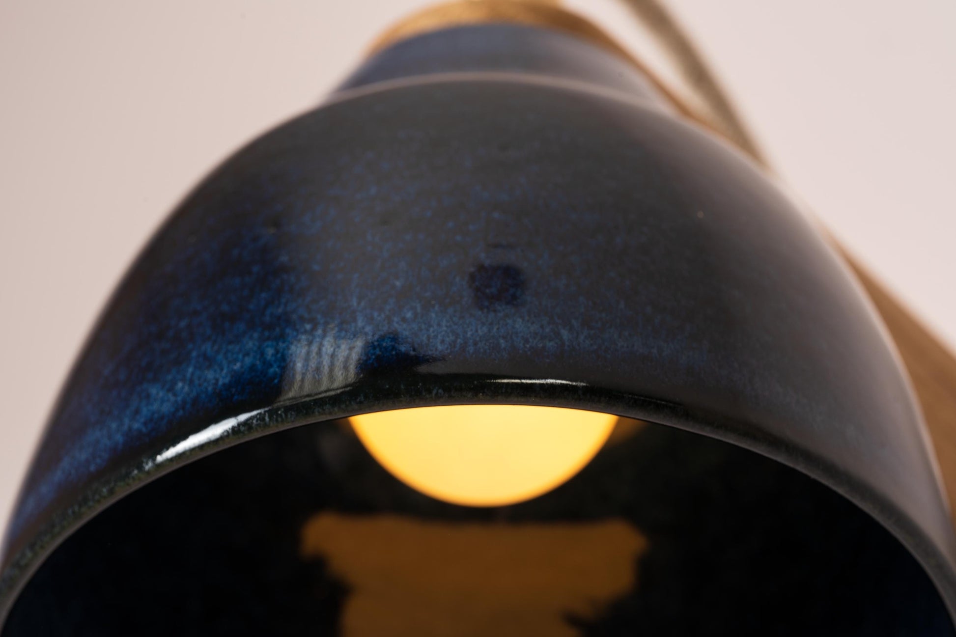 Blue Right-Angle Element Wall Light in Ceramic and Oak by StudioHaran