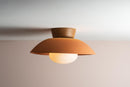 Terracotta Dawn Flush Mount Ceiling Light in Ceramic and Oak by StudioHaran