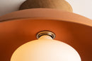 Terracotta Dawn Flush Mount Ceiling Light in Ceramic and Oak by StudioHaran