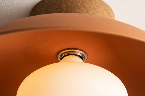 Terracotta Dawn Flush Mount Ceiling Light in Ceramic and Oak by StudioHaran