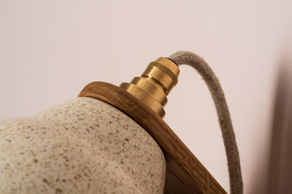 Speckled Cream Gloss Element Wall Light in Ceramic and Oak by StudioHaran