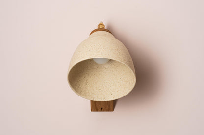 Speckled Cream Element Wall Light in Ceramic and Oak by StudioHaran