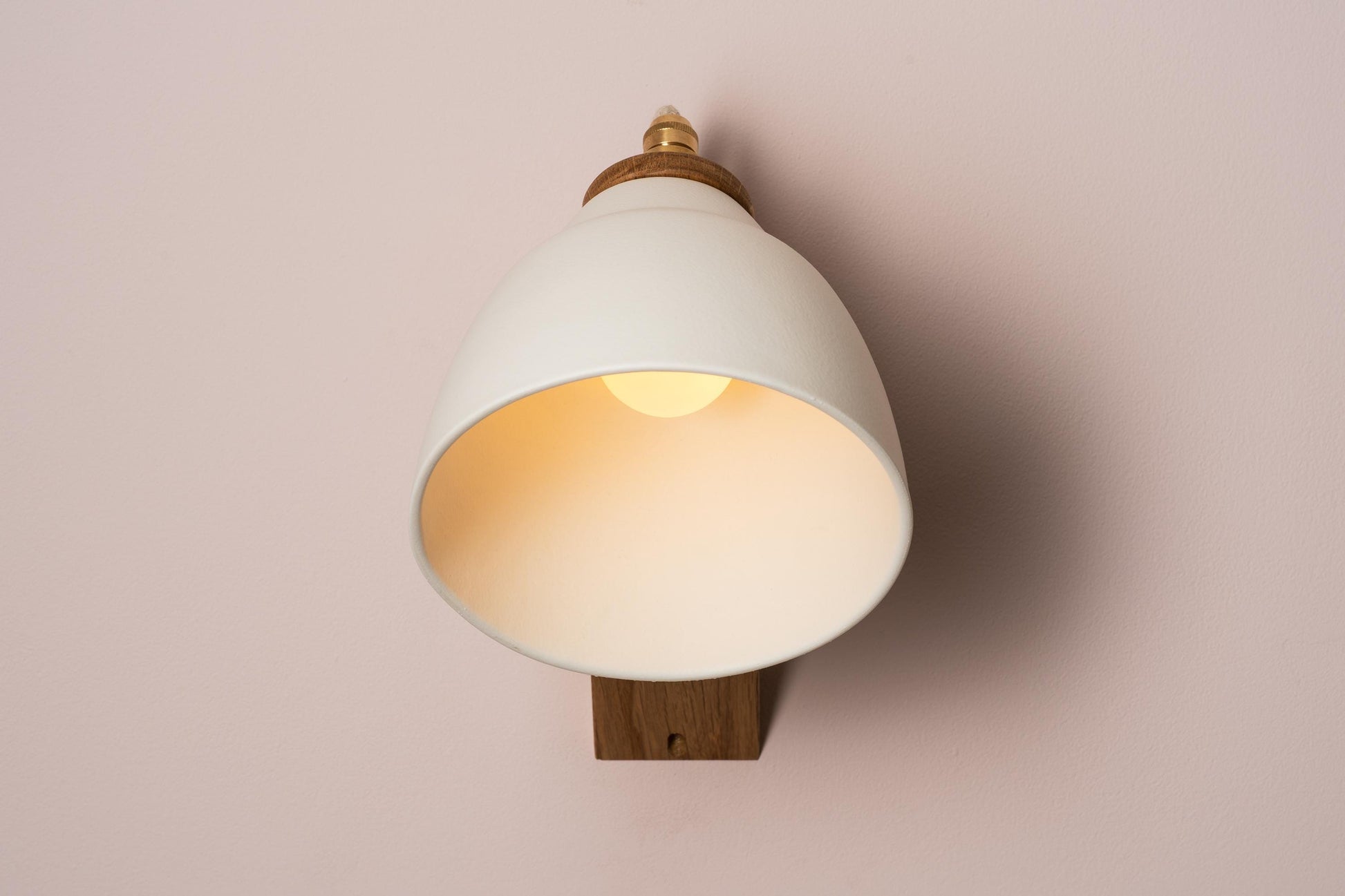 White Element Wall Light in Ceramic and Oak by StudioHaran