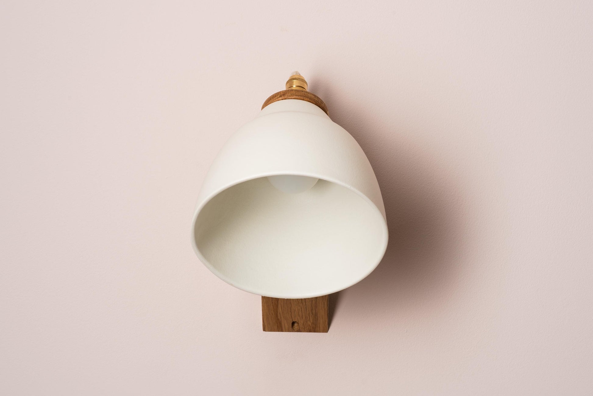 White Element Wall Light in Ceramic and Oak by StudioHaran