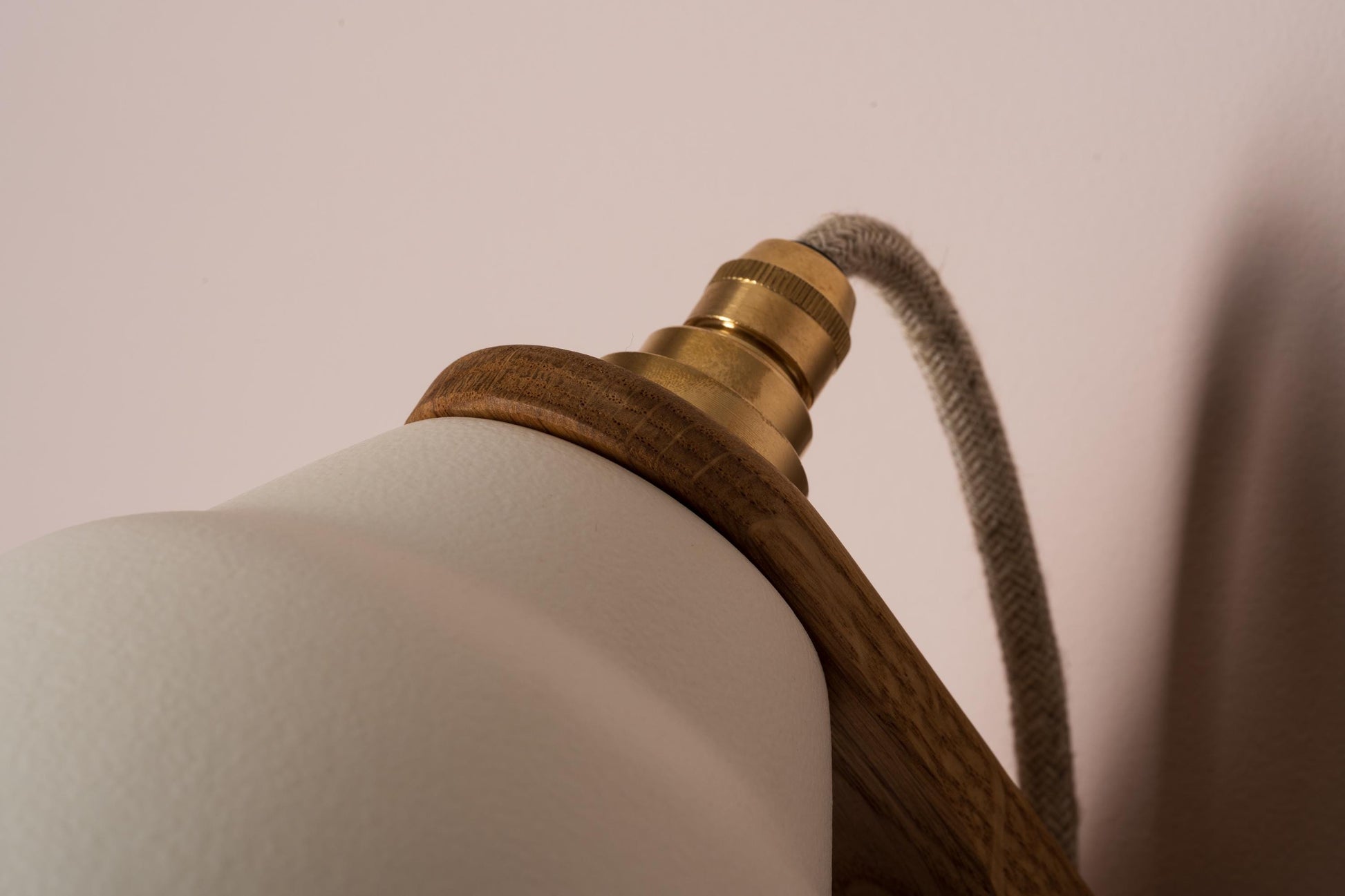 White Element Wall Light in Ceramic and Oak by StudioHaran