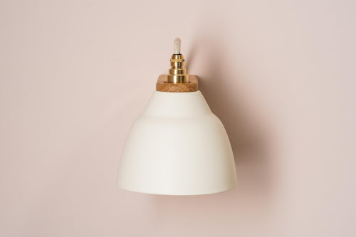 White Right-Angle Element Wall Light in Ceramic and Oak by StudioHaran