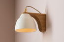 White Right-Angle Element Wall Light in Ceramic and Oak by StudioHaran