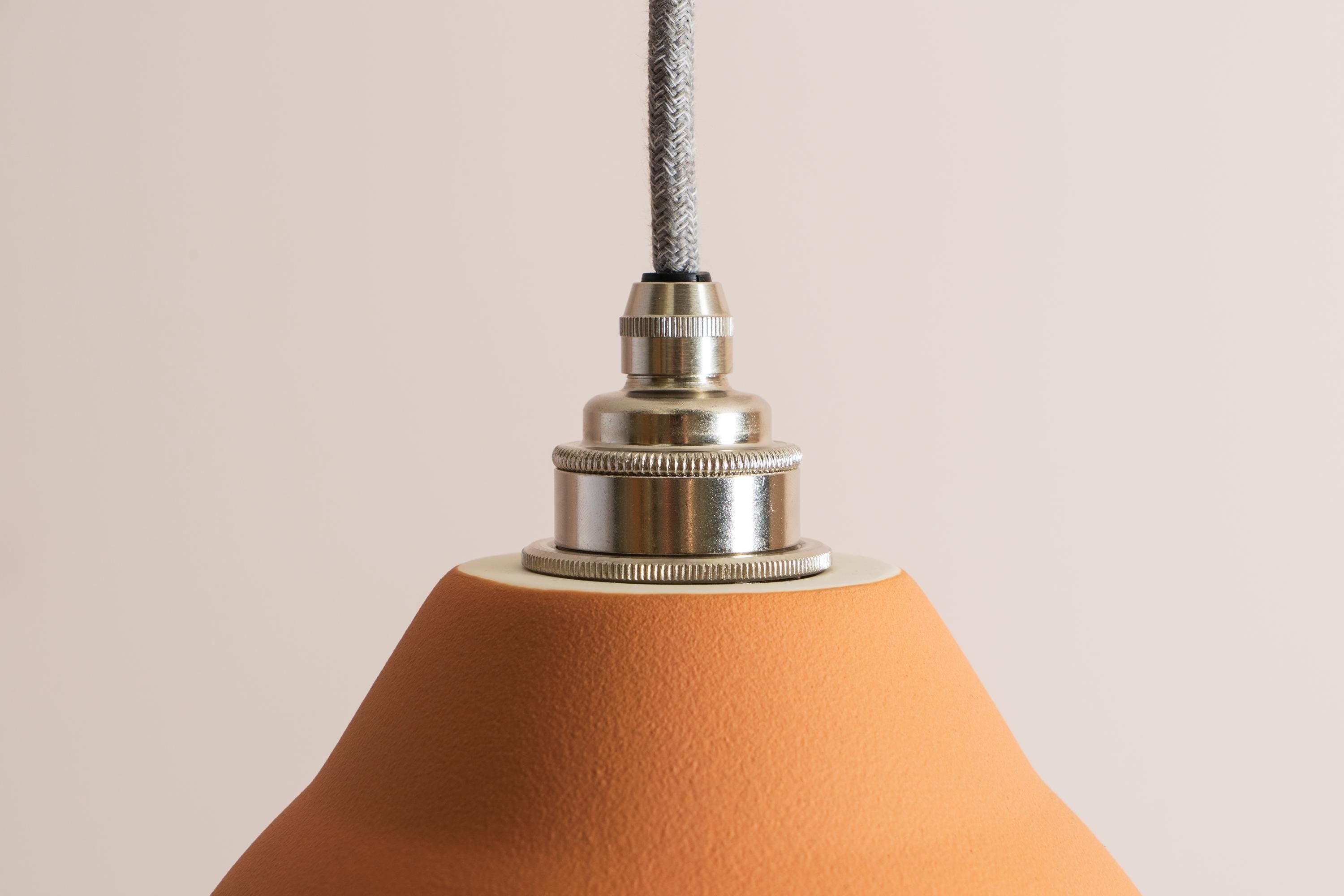 Terracotta Element Pendant Light in Ceramic and Brass/Nickel by StudioHaran