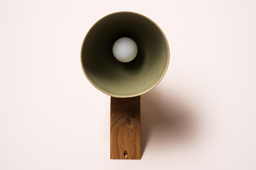Green Element Wall Light in Ceramic and Oak by StudioHaran
