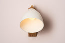 White Element Wall Light in Ceramic and Oak by StudioHaran