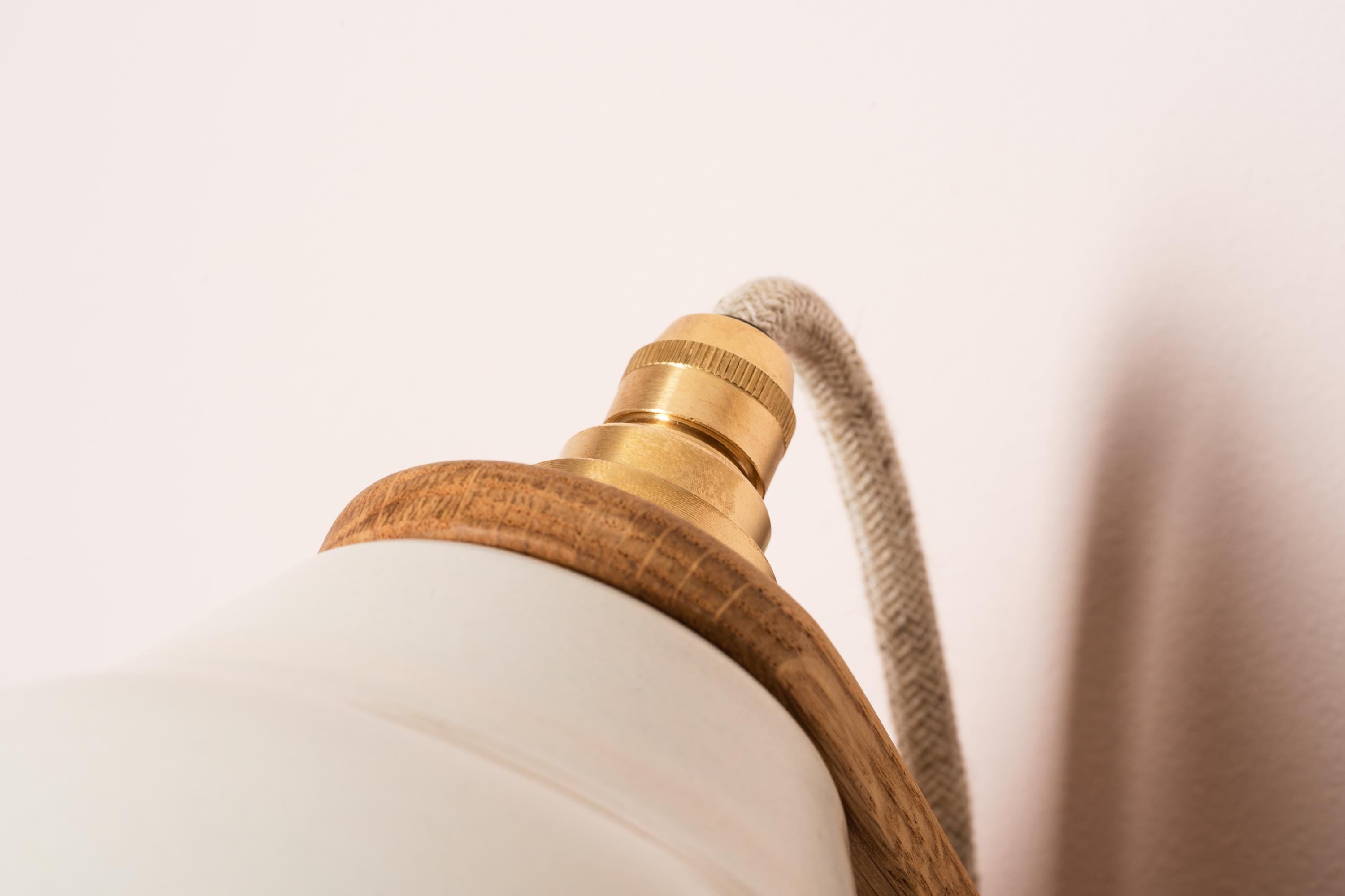 Blue and White Element Wall Light in Ceramic and Oak