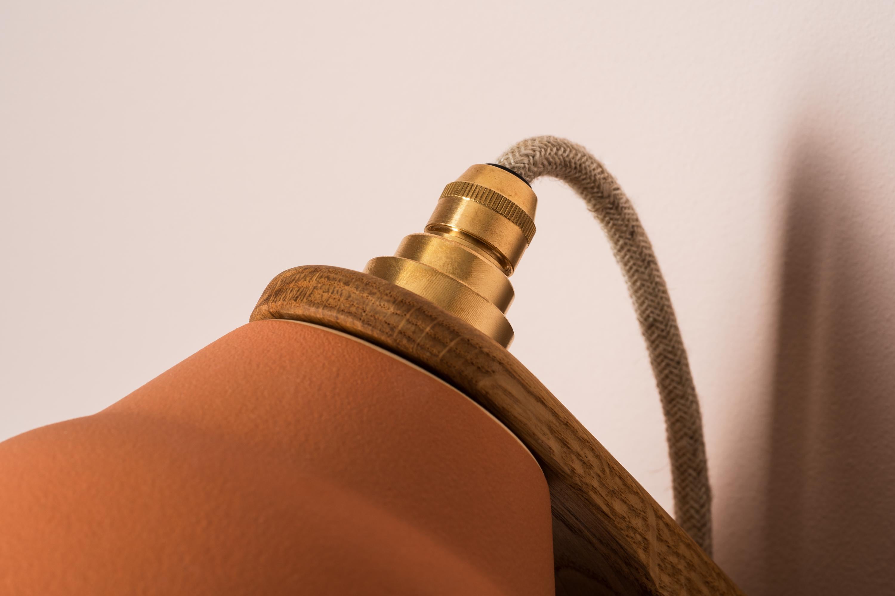 Terracotta Element Wall Light in Ceramic and Oak by StudioHaran