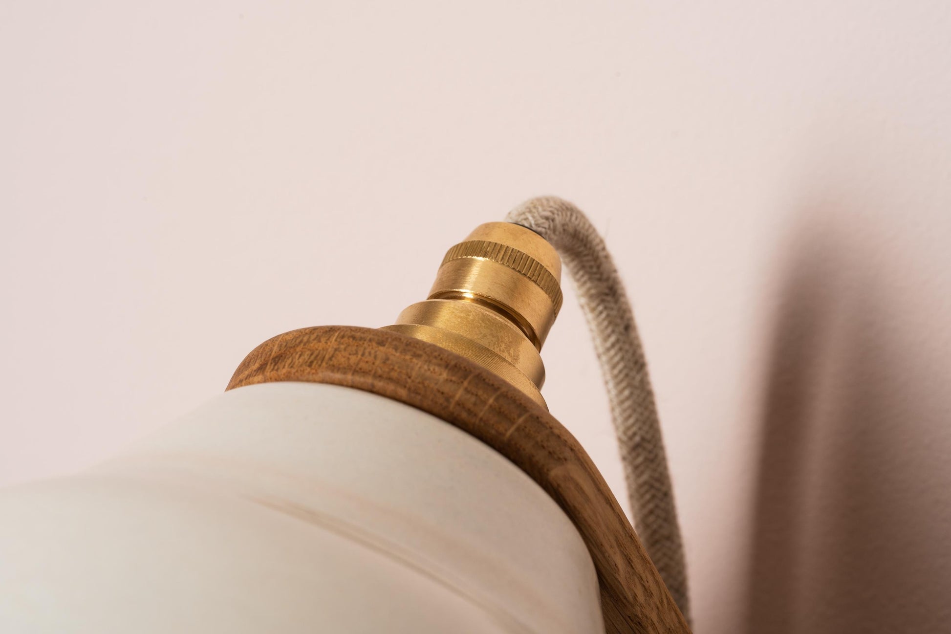 Blue and White Element Wall Light in Ceramic and Oak by StudioHaran