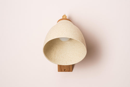 Speckled Cream Matt Element Wall Light in Ceramic and Oak by StudioHaran
