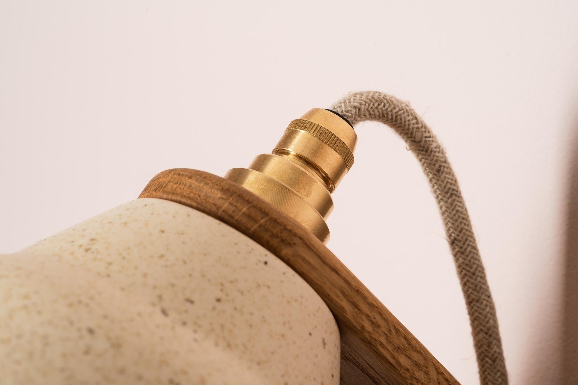 Speckled Cream Matt Element Wall Light in Ceramic and Oak by StudioHaran