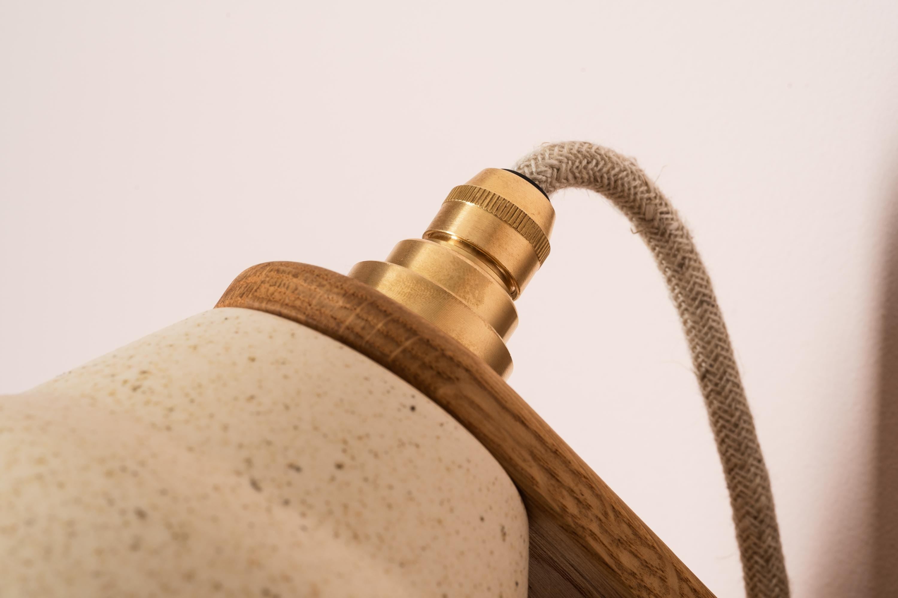 Speckled Cream Matt Element Wall Light in Ceramic and Oak