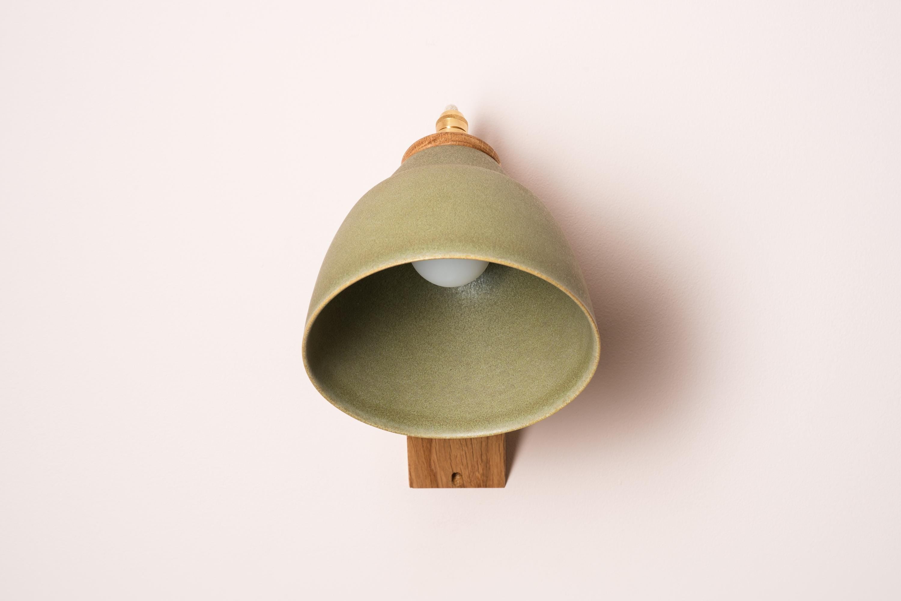 Green Element Wall Light in Ceramic and Oak by StudioHaran