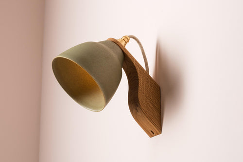 Green Element Wall Light in Ceramic and Oak by StudioHaran