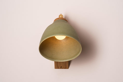 Green Element Wall Light in Ceramic and Oak by StudioHaran