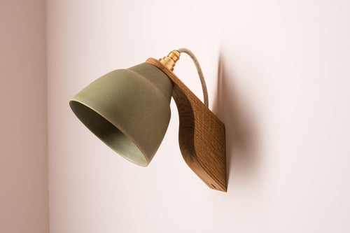 Green Element Wall Light in Ceramic and Oak by StudioHaran