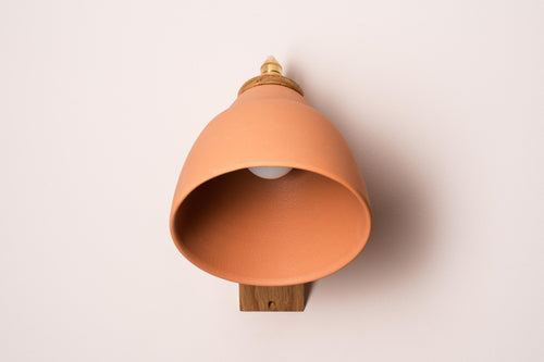 Terracotta Element Wall Light in Ceramic and Oak by StudioHaran