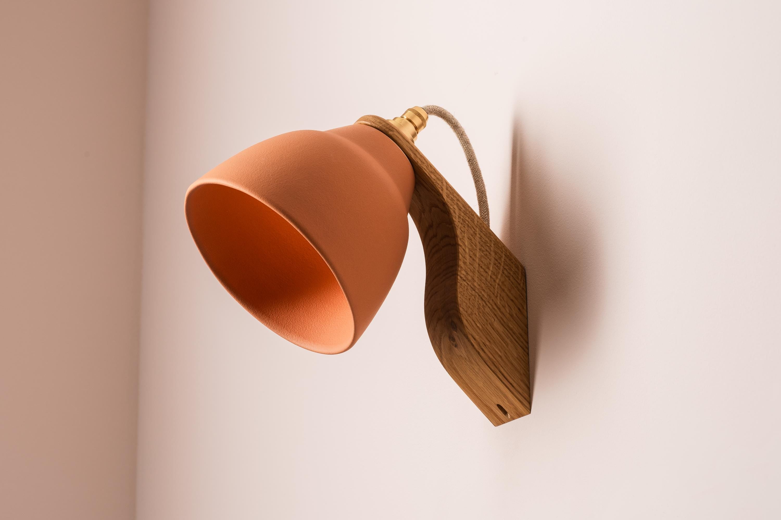 Terracotta Element Wall Light in Ceramic and Oak