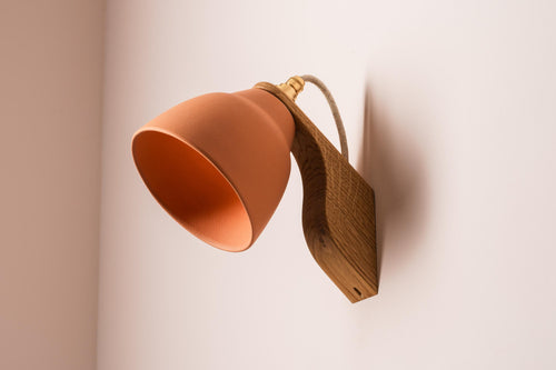 Terracotta Element Wall Light in Ceramic and Oak by StudioHaran