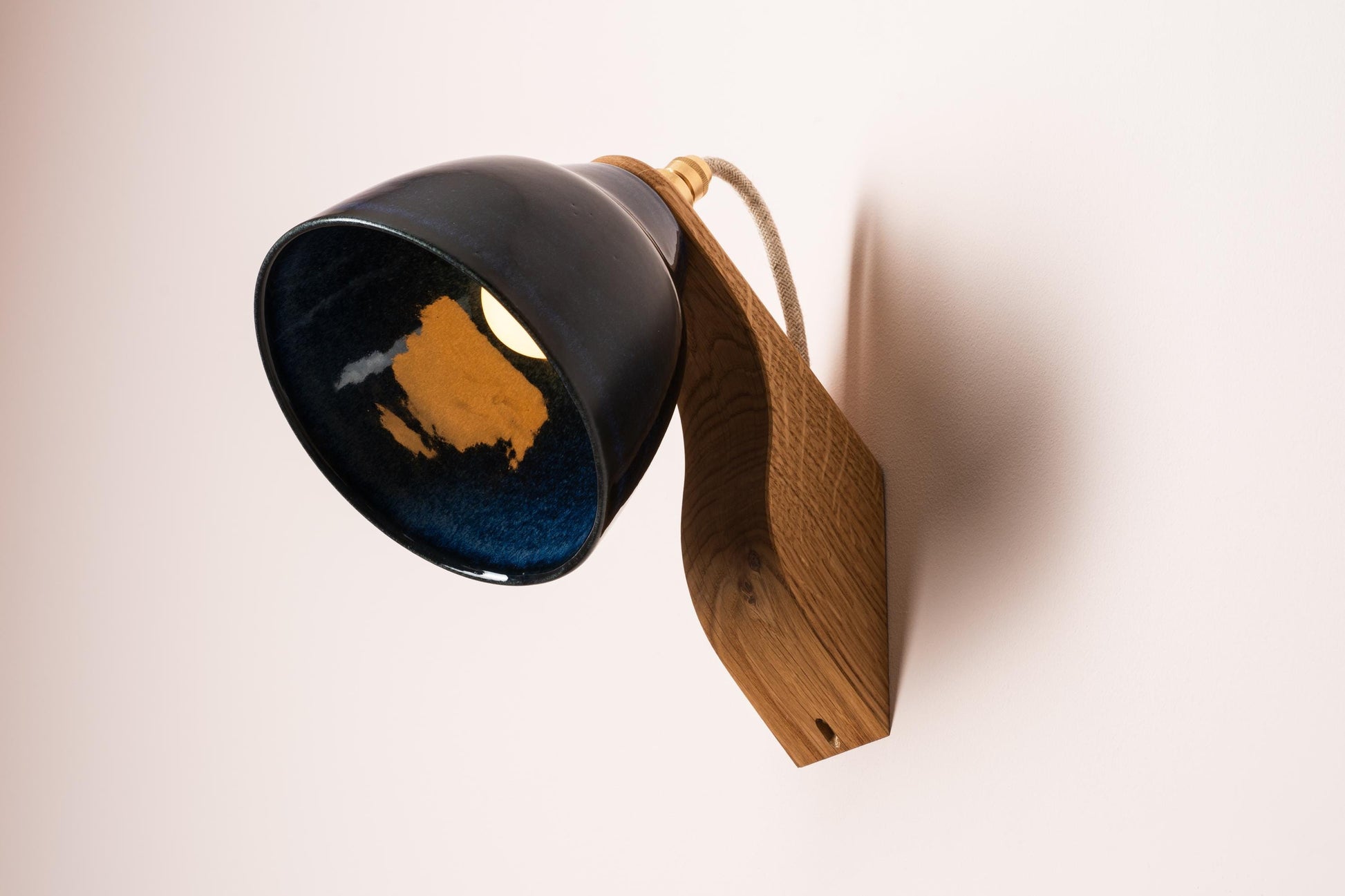 Blue Element Wall Light in Ceramic and Oak by StudioHaran
